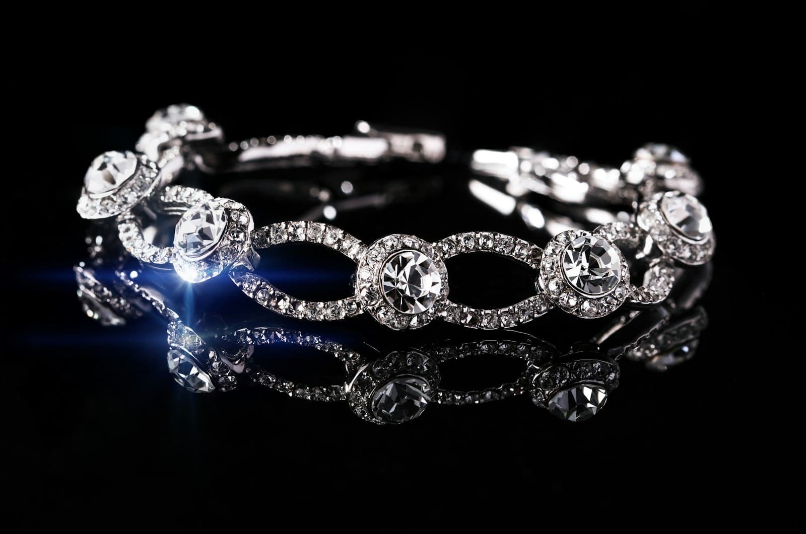 A handmade bracelet catching the light